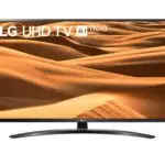LG 55-inch 4K UHD Smart TV with ultra-slim bezels displaying vibrant high-definition content on a large screen.